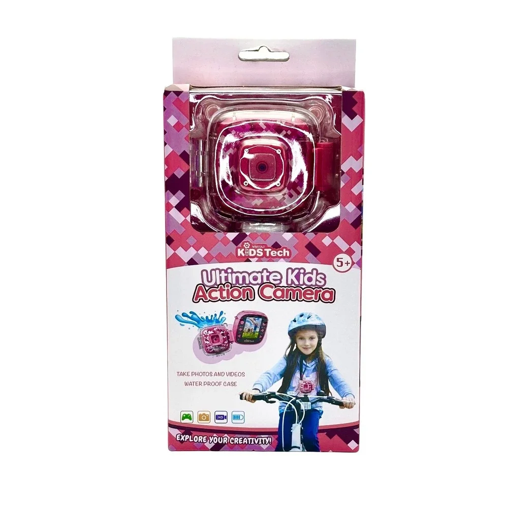 NEW Kids Tech Ultimate‎ Kids Action Camera Photos Videos Waterproof Case Pink